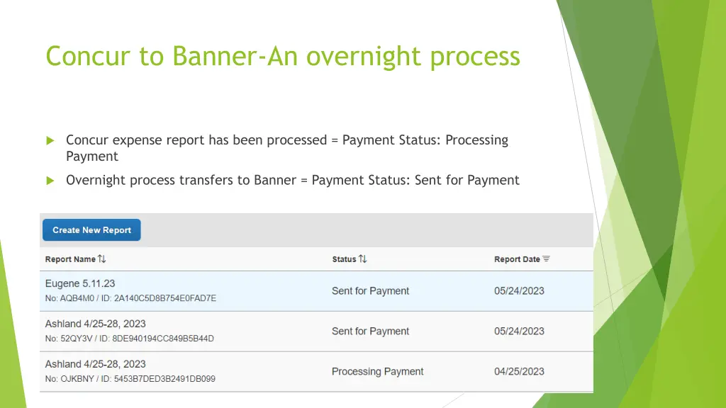 concur to banner an overnight process