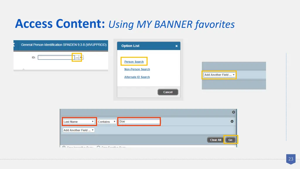 access content using my banner favorites 1