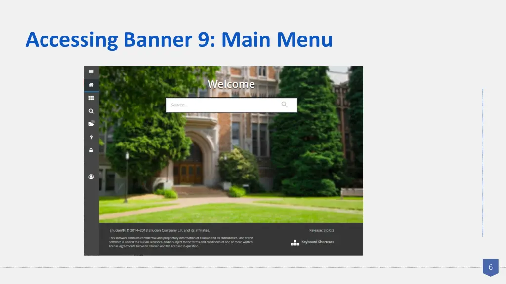 accessing banner 9 main menu