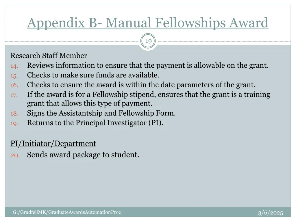 appendix b manual fellowships award 1