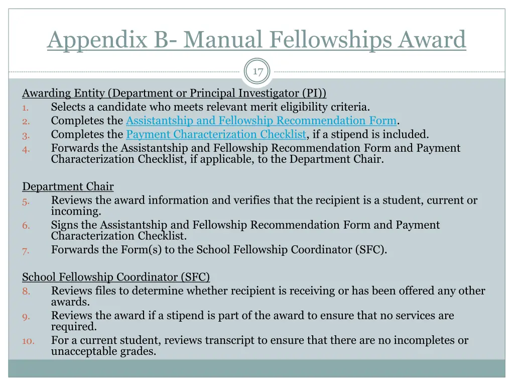 appendix b manual fellowships award