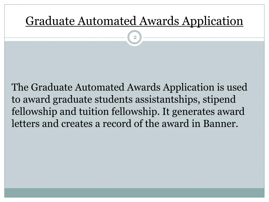 graduate automated awards application