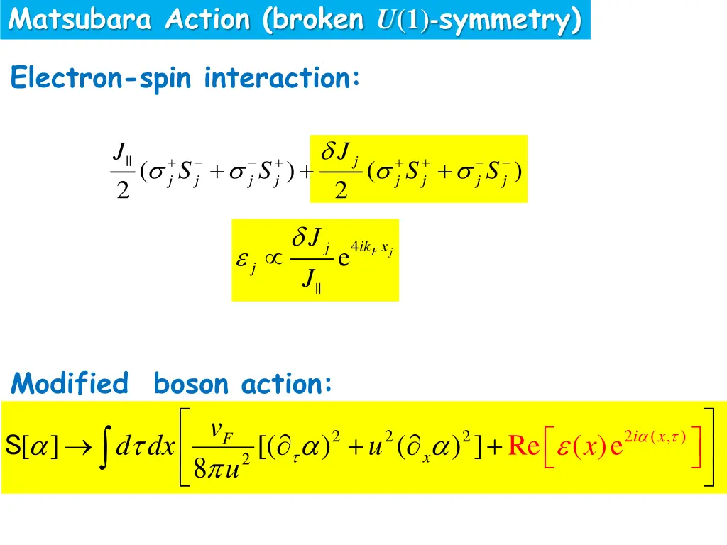 matsubara action broken u 1 symmetry