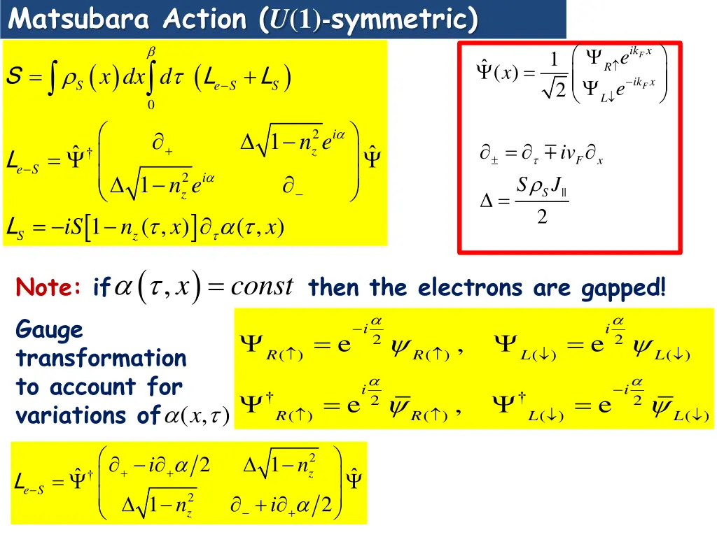 matsubara action u 1 symmetric