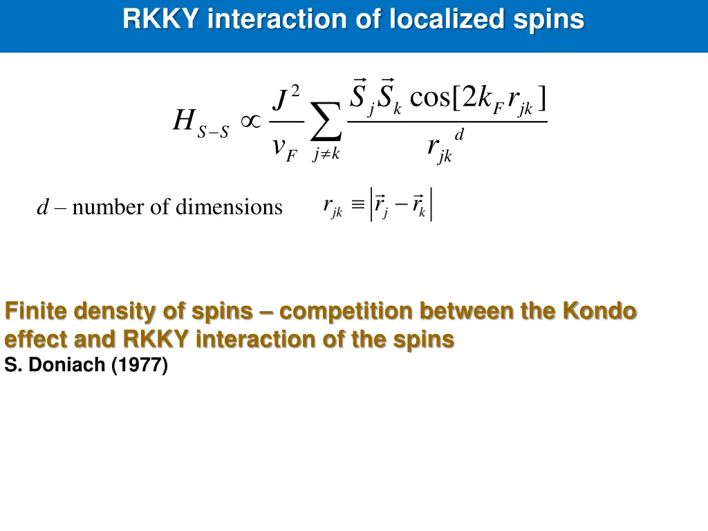 rkky interaction of localized spins