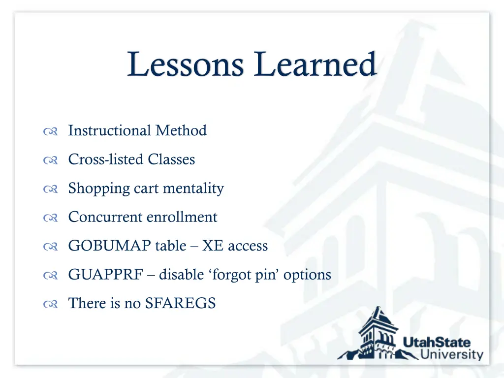 lessons learned
