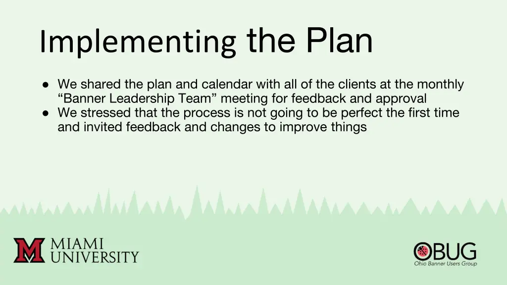 implementing the plan 1