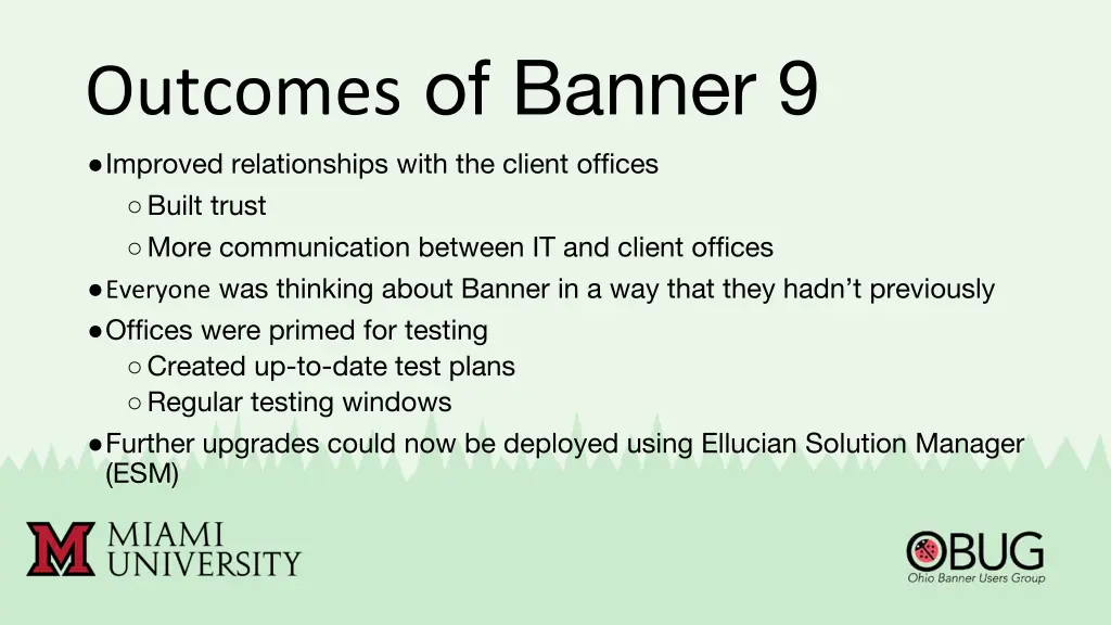 outcomes of banner 9 improved relationships with