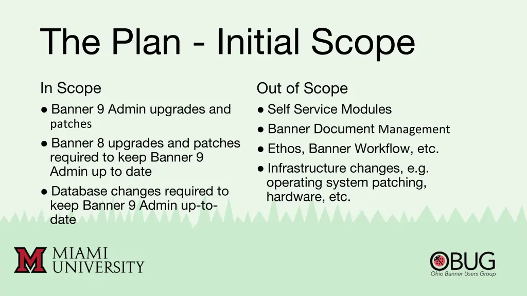 the plan initial scope