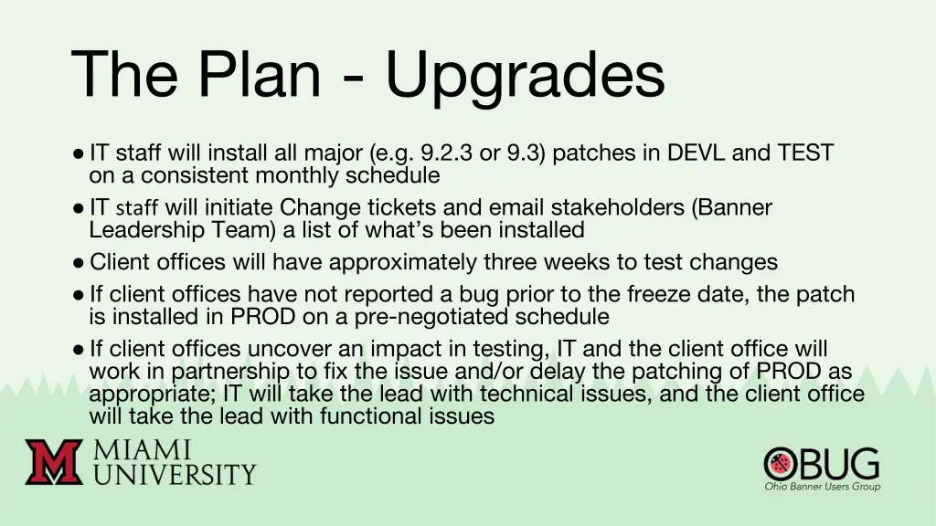 the plan upgrades