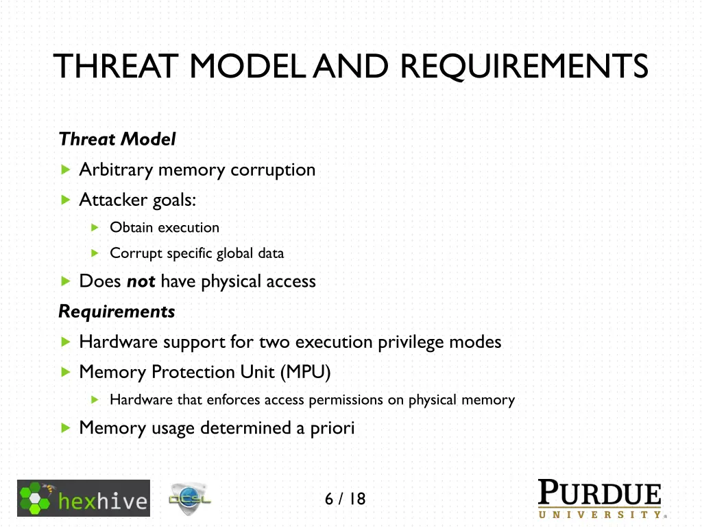 threat model and requirements