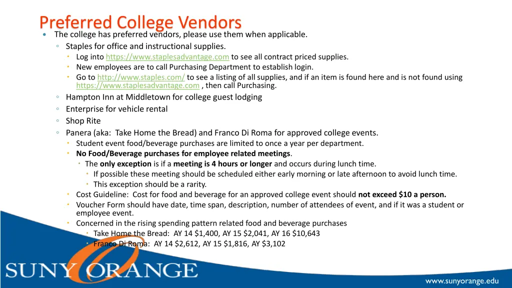 preferred college vendors the college