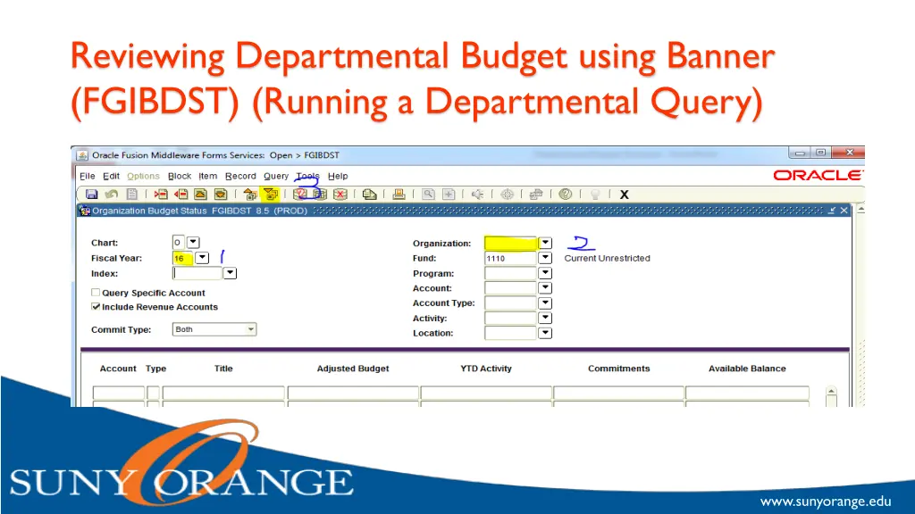 reviewing departmental budget using banner 1