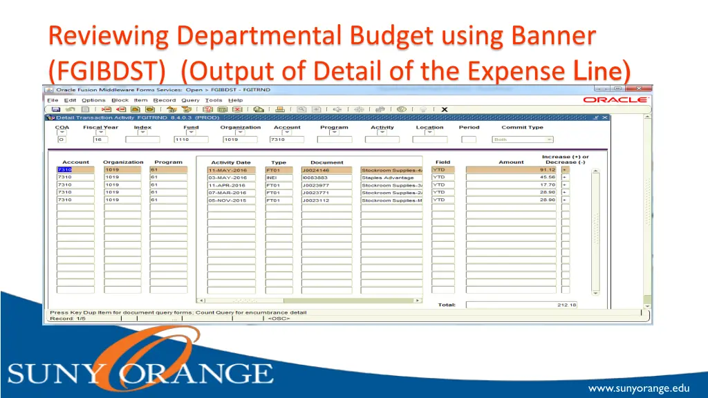 reviewing departmental budget using banner 4