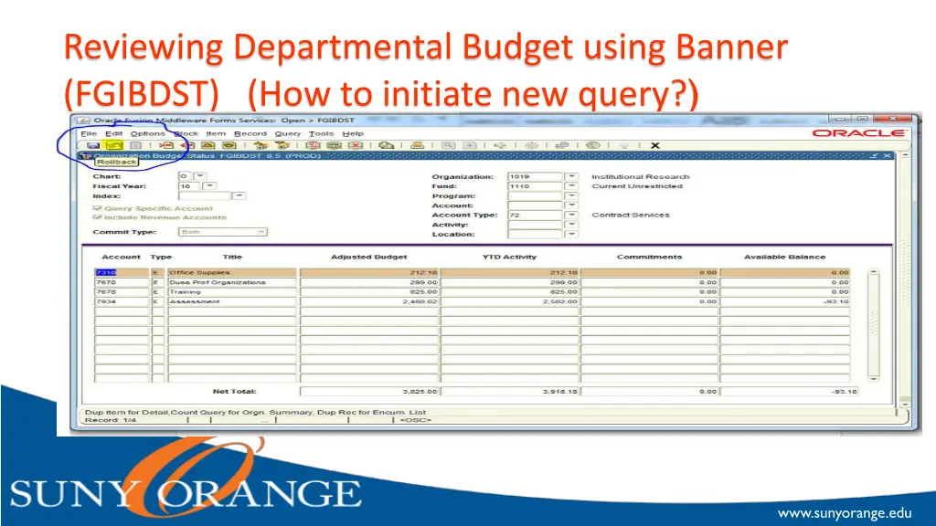 reviewing departmental budget using banner 5
