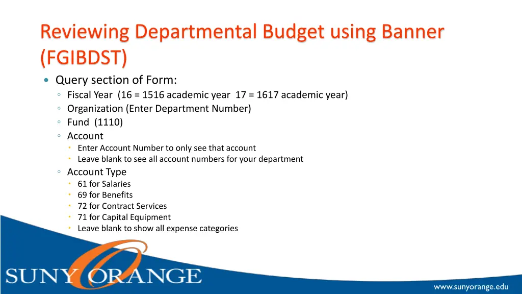 reviewing departmental budget using banner