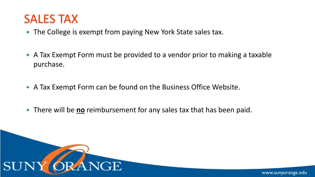 sales tax the college is exempt from paying