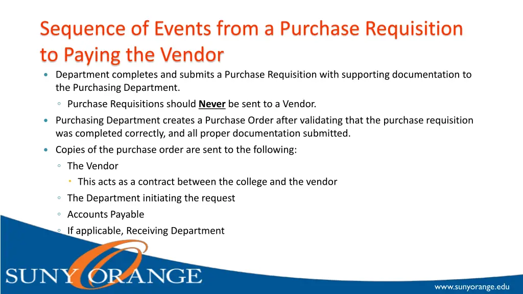 sequence of events from a purchase requisition
