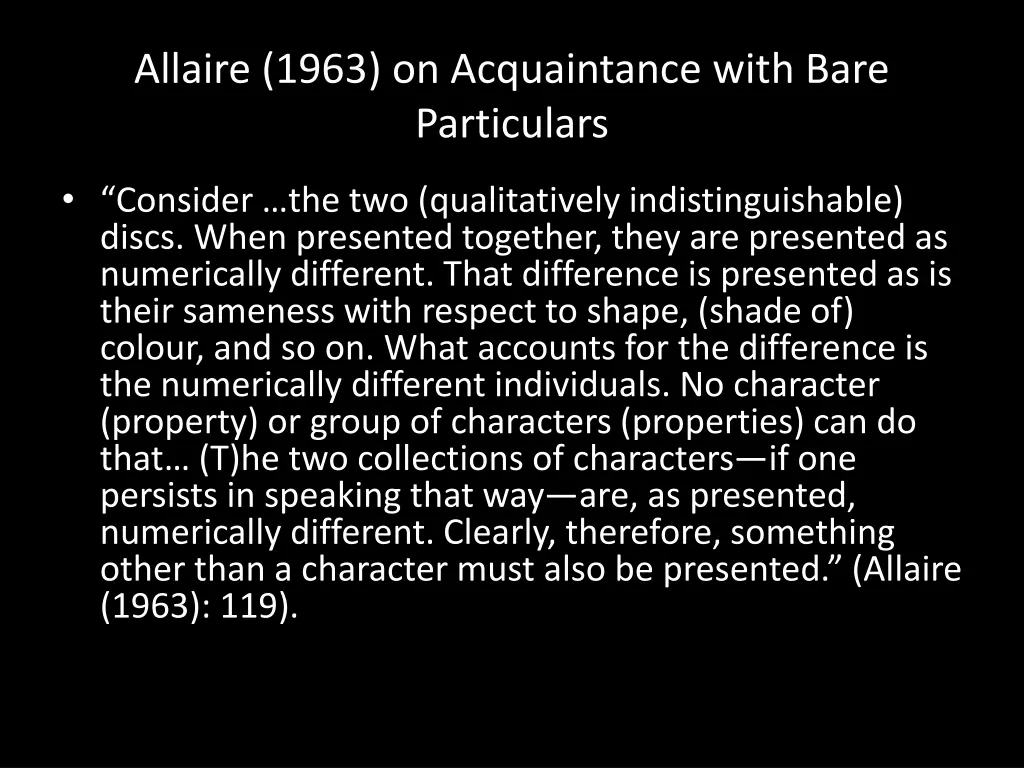 allaire 1963 on acquaintance with bare particulars