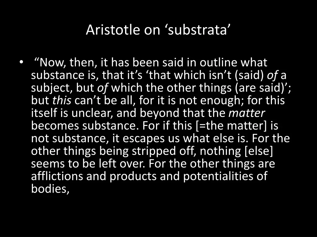 aristotle on substrata