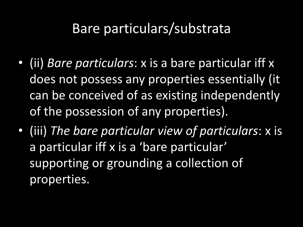 bare particulars substrata
