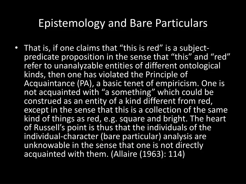 epistemology and bare particulars 1
