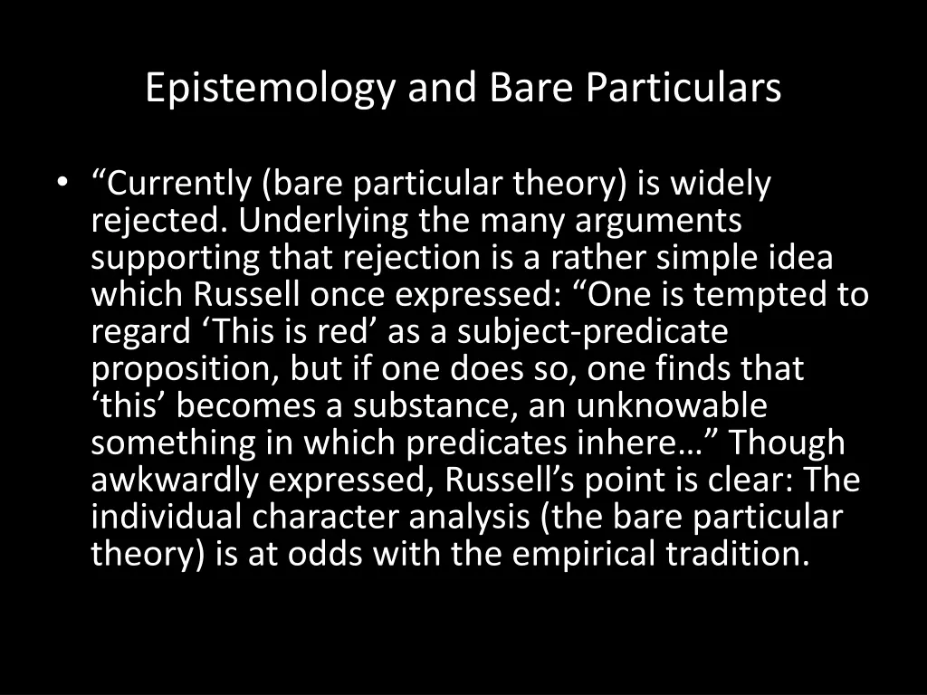epistemology and bare particulars
