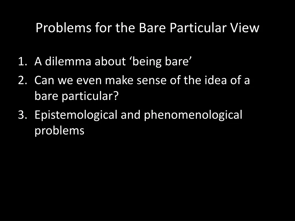 problems for the bare particular view