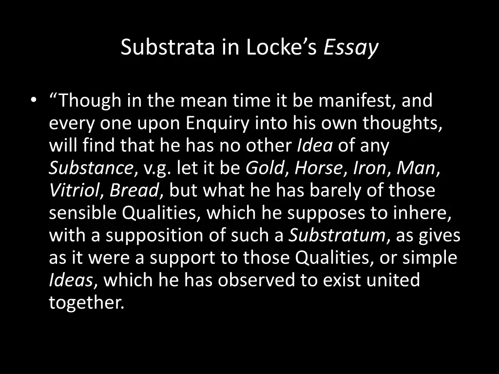 substrata in locke s essay