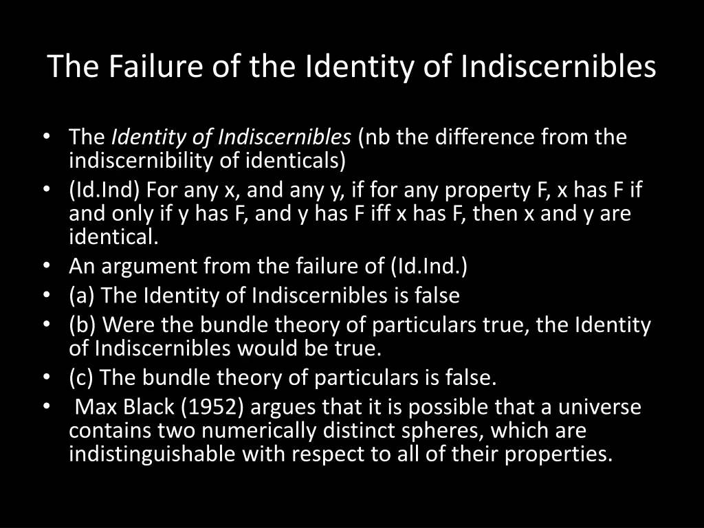 the failure of the identity of indiscernibles