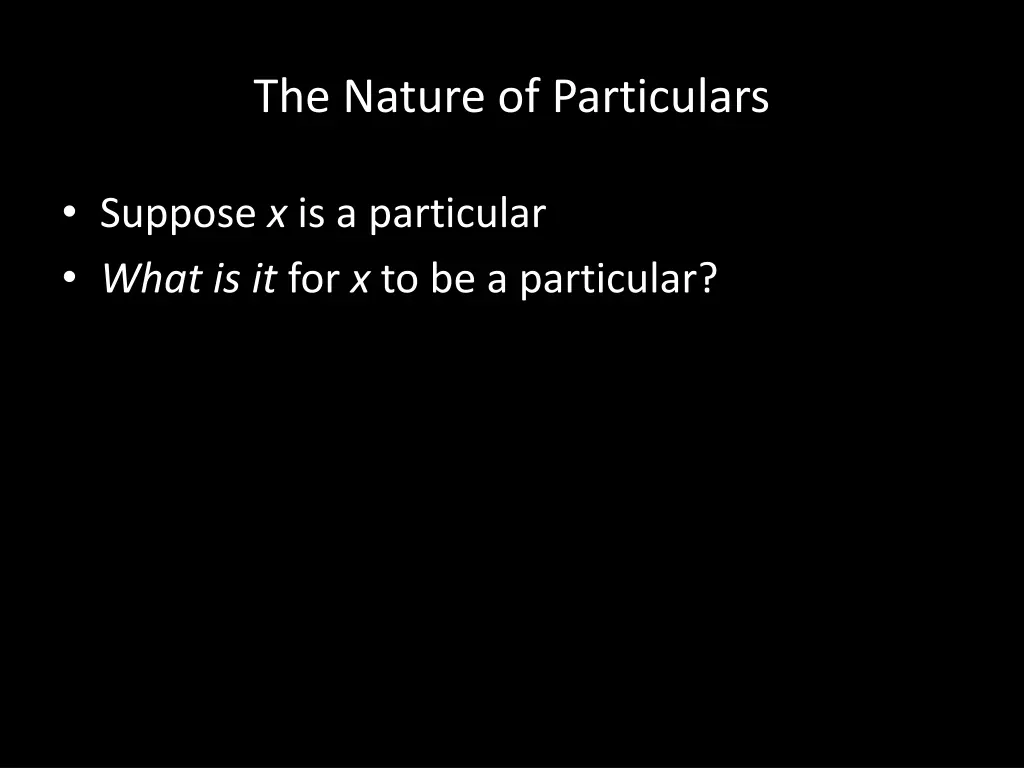 the nature of particulars