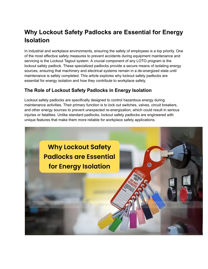 why lockout safety padlocks are essential