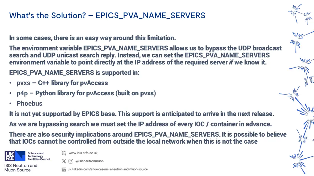 what s the solution epics pva name servers