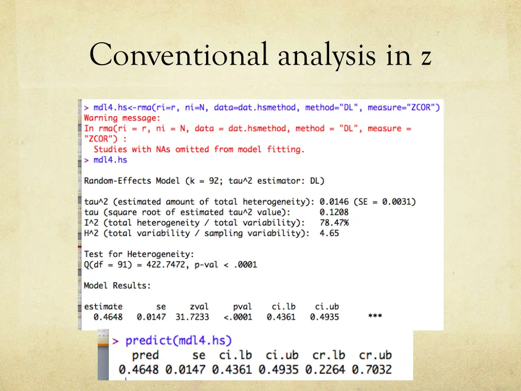 conventional analysis in z