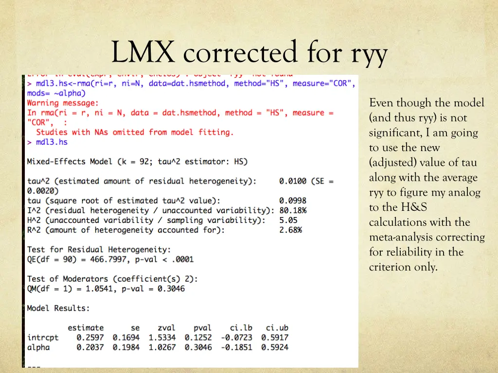 lmx corrected for ryy