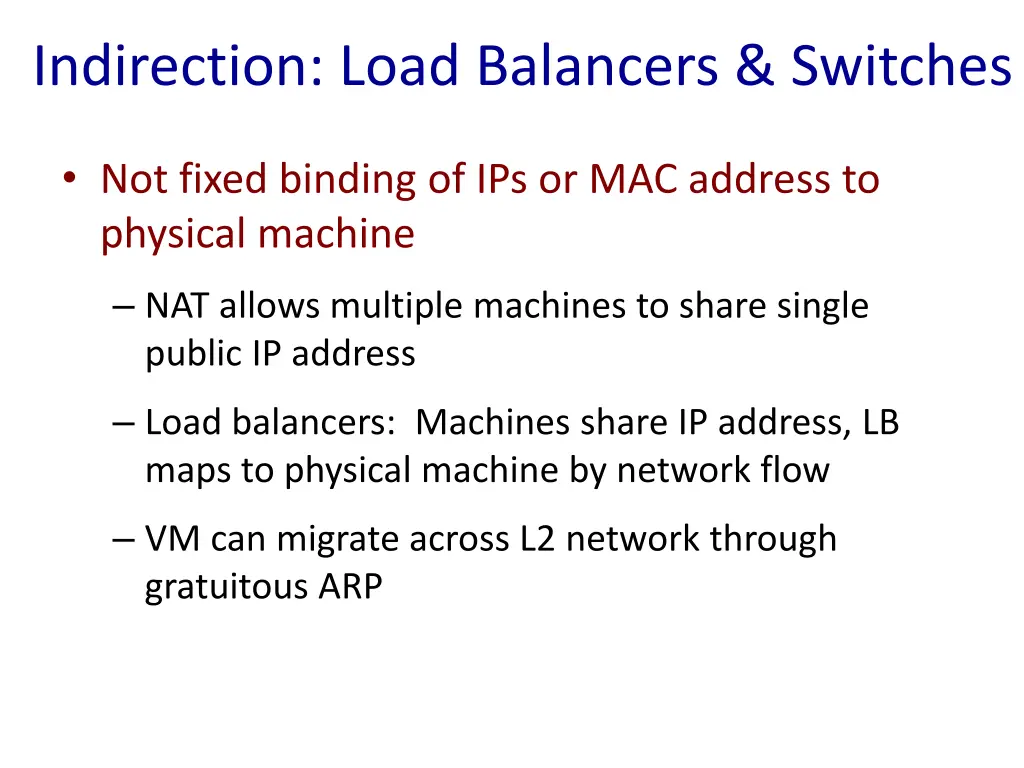indirection load balancers switches
