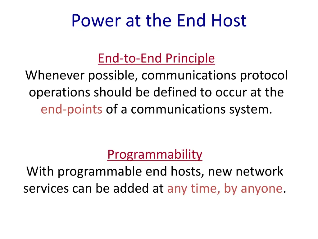 power at the end host