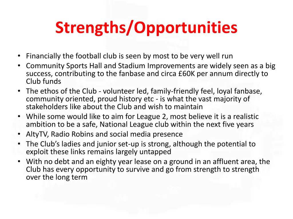 strengths opportunities