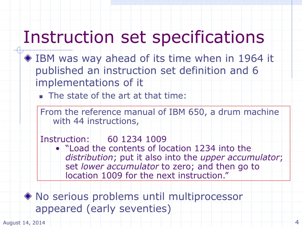 instruction set specifications