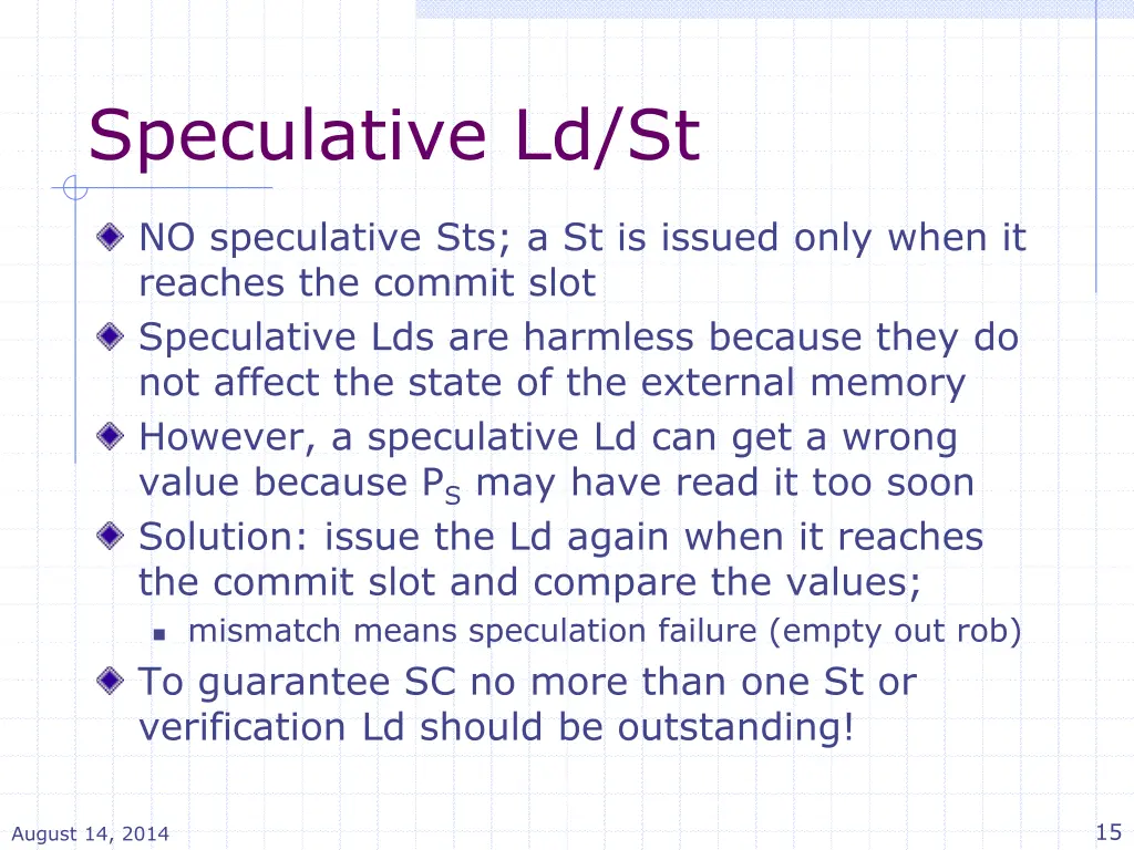 speculative ld st