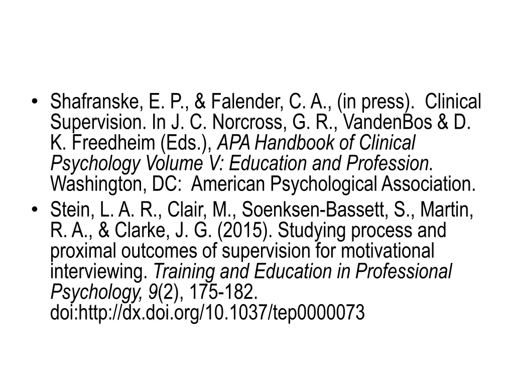 shafranske e p falender c a in press clinical