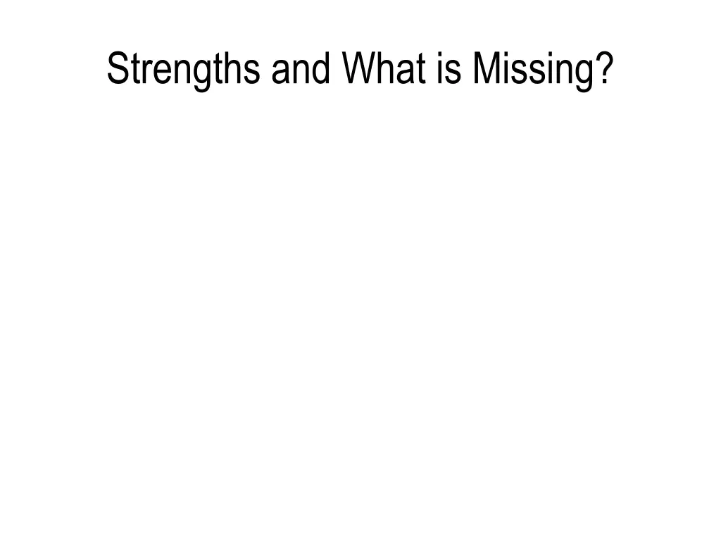 strengths and what is missing