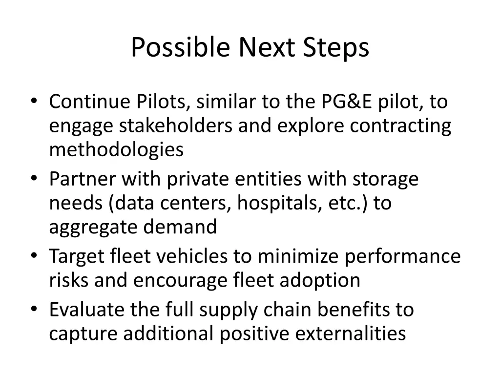 possible next steps