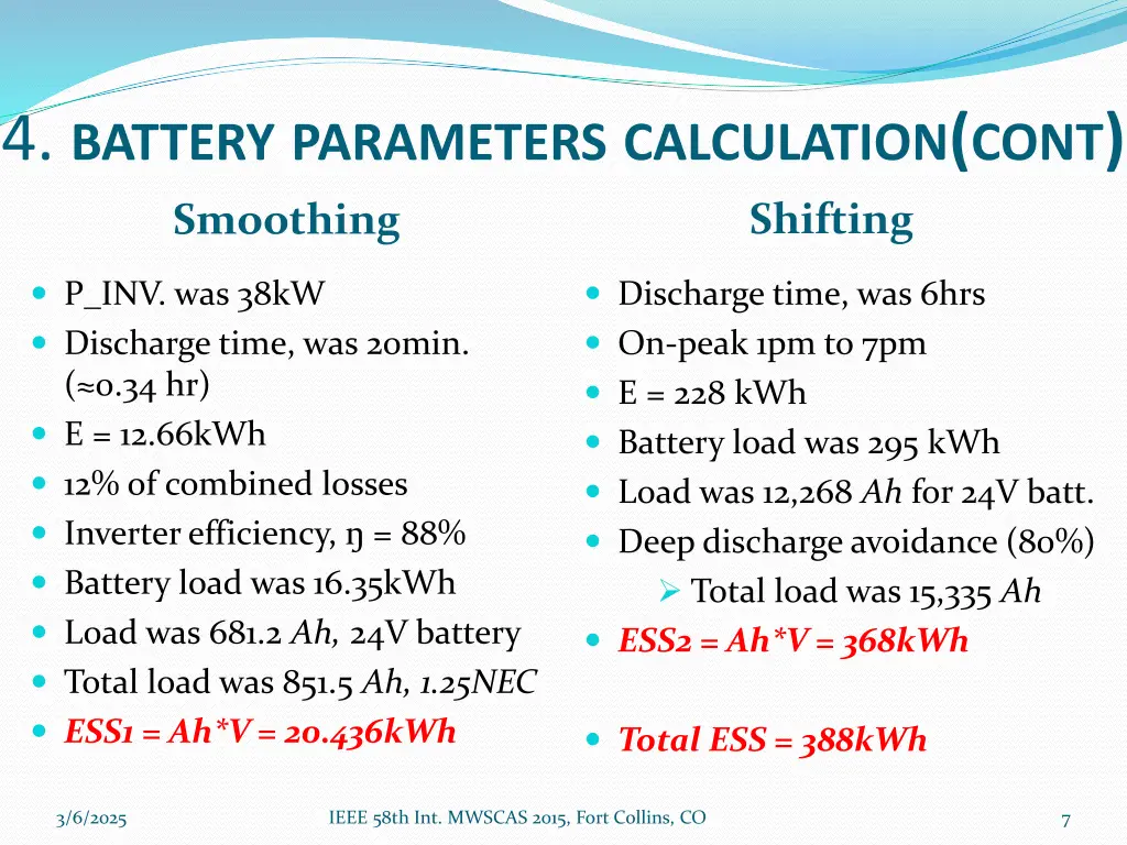 4 battery parameters calculation cont