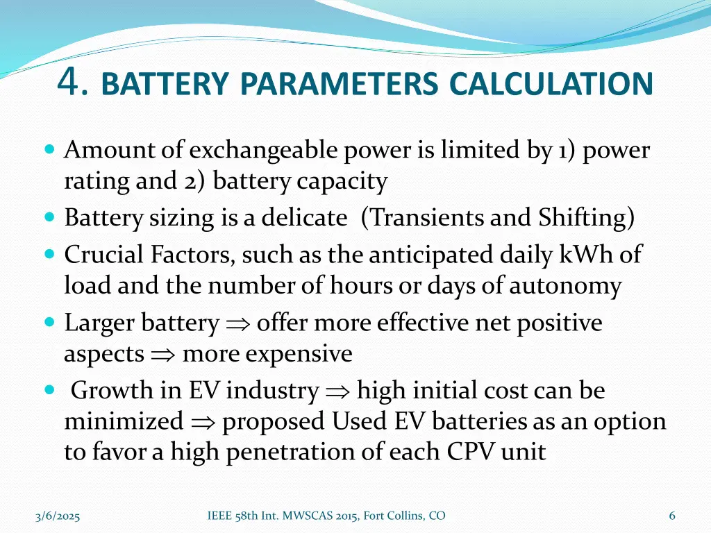4 battery parameters calculation