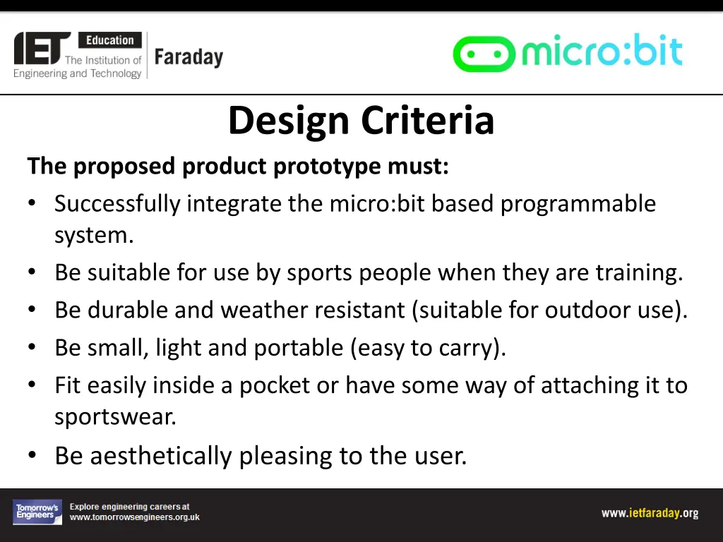 design criteria