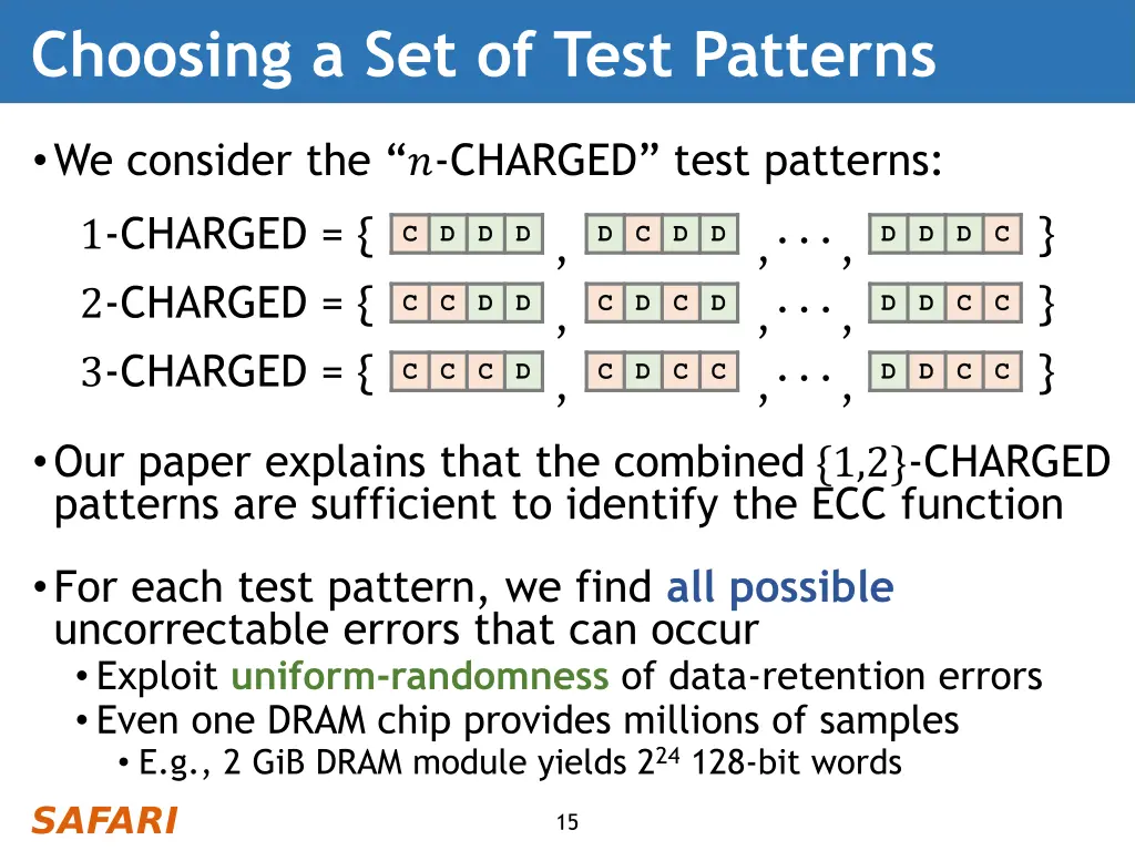 choosing a set of test patterns