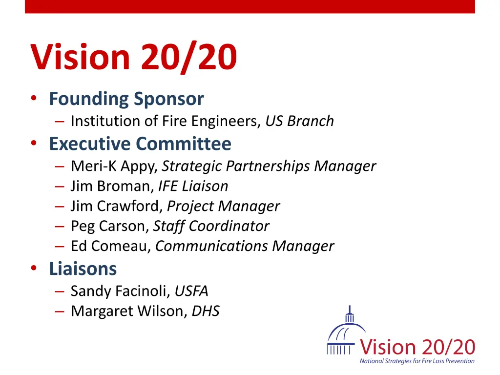 vision 20 20 founding sponsor institution of fire