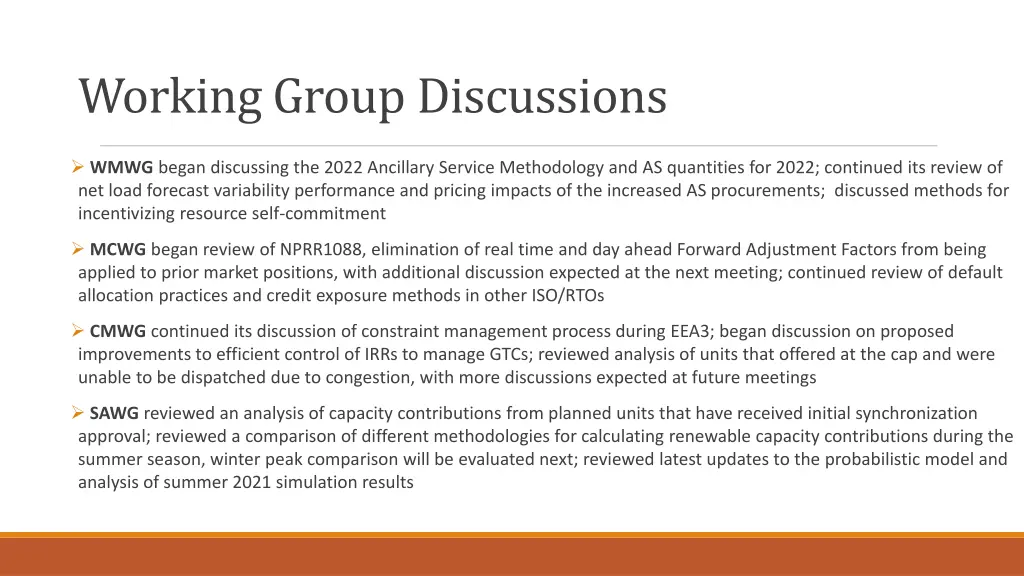 working group discussions