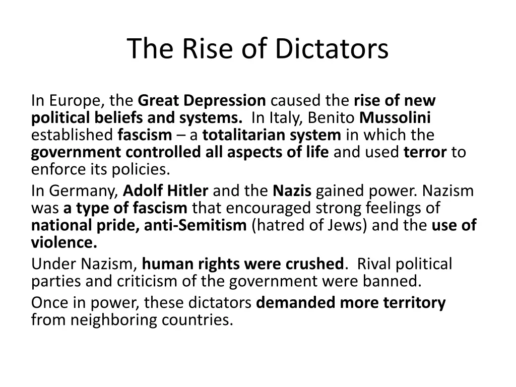 the rise of dictators